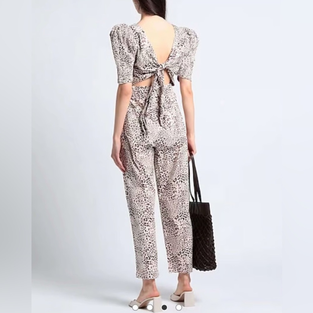 Sea New York Calla Cheetah Smocked V-Neck Jumpsuit Size 8 - Picture 2 of 15